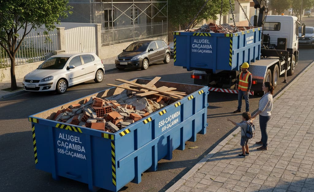 Como funciona o sistema de caçamba de entulho? 1 caçamba de entulho
