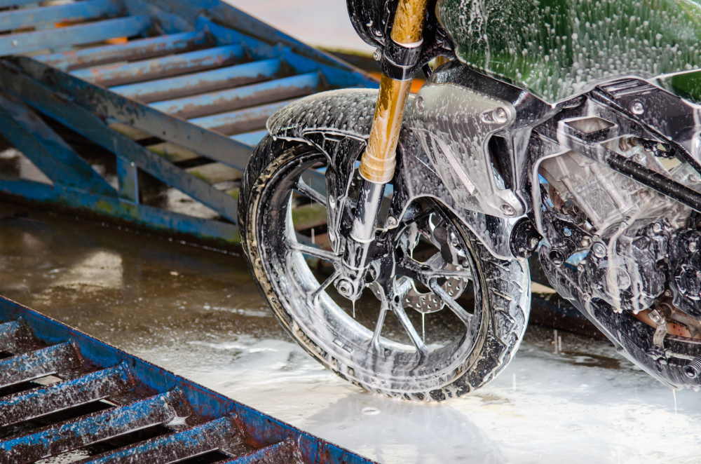 clean up motorcycle wash car wash shop