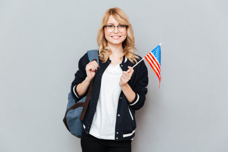 woman with flag